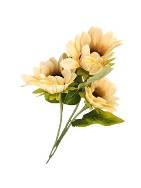 Cream Faux Silk Sunflower Stems 15 Inch 3 Stem Bunch Neutral Artificial Flowers